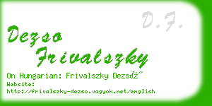 dezso frivalszky business card